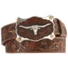 Justin Men's Longhorn Buckle Leather Belt - Reg. & Big -Montana Clothing Shop 120241 22 P1