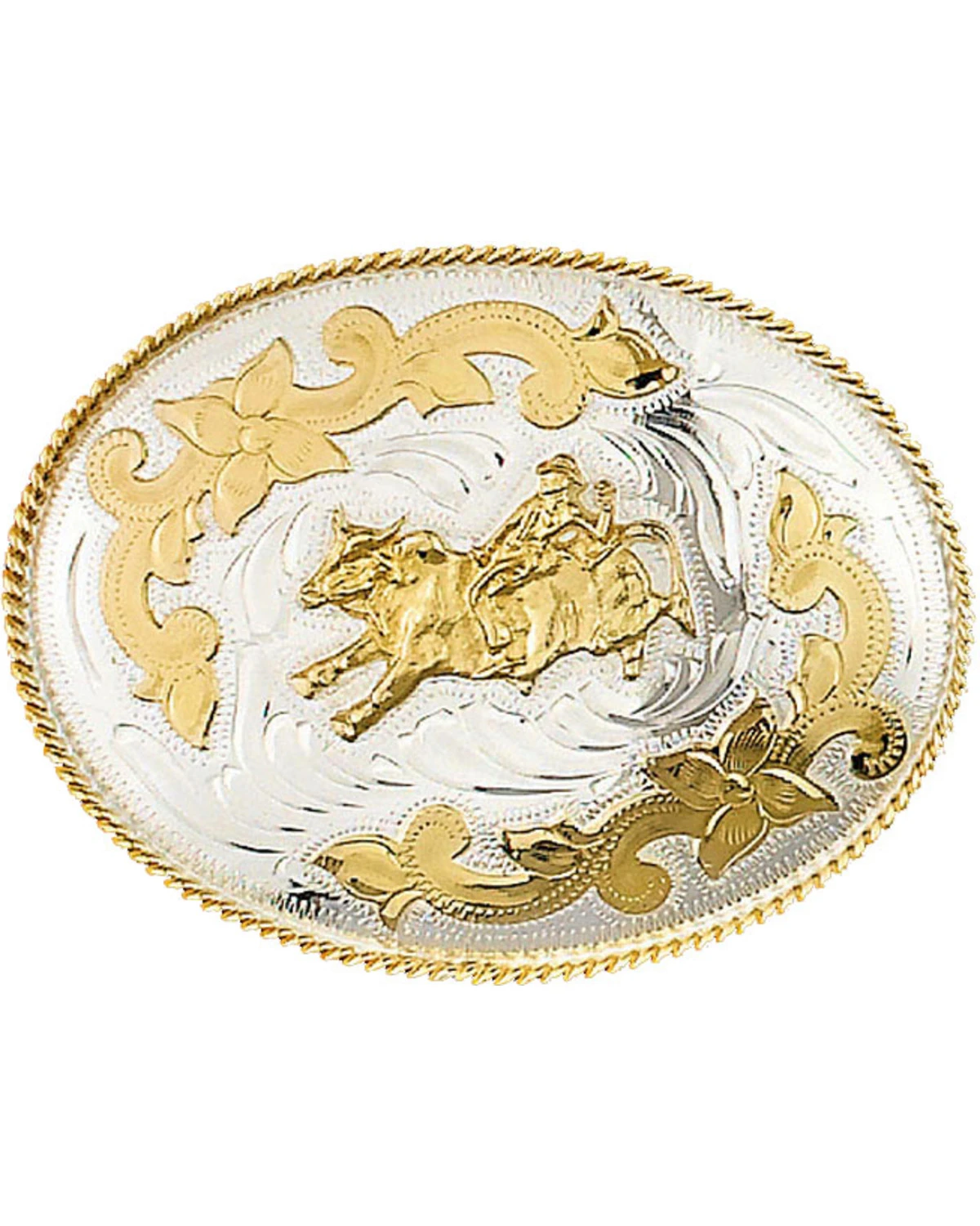 Western Express Men's German Silver Bullrider Belt Buckle 3 Western Express Men's German Silver Bullrider Belt Buckle