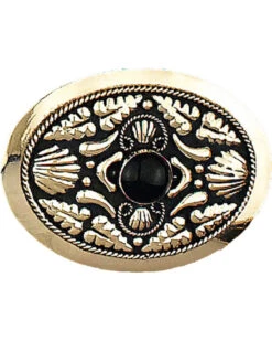 Western Express Men's German Silver With Onyx Belt Buckle