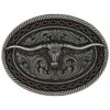 Montana Silversmiths Two Tone Antiqued Round Barbed Longhorn Attitude Buckle -Montana Clothing Shop 2000277833 040 P1