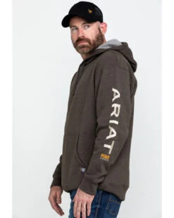 Ariat Men's Heather Bark Rebar Graphic Work Hooded Sweatshirt -Montana Clothing Shop 2000282124 234 P3