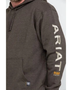 Ariat Men's Heather Bark Rebar Graphic Work Hooded Sweatshirt -Montana Clothing Shop 2000282124 234 P4