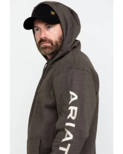 Ariat Men's Heather Bark Rebar Graphic Work Hooded Sweatshirt -Montana Clothing Shop 2000282124 234 P5
