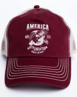 Cody James Men's Burgundy America Free Patch Mesh Ball Cap -Montana Clothing Shop 2000296730 640 P4