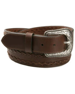 AndWest Men's Brown X Lace Belt