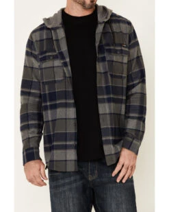 Hawx Men's Dark Gray Townsend Plaid Hooded Long Sleeve Flannel Work Shirt -Montana Clothing Shop 2000325323 021 P3