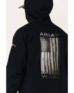 Ariat Men's FR Primo Fleece Alloy Flag Graphic Zip-Front Hooded Work Jacket -Montana Clothing Shop 2000341780 410 P3