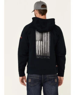 Ariat Men's FR Primo Fleece Alloy Flag Graphic Zip-Front Hooded Work Jacket -Montana Clothing Shop 2000341780 410 P4