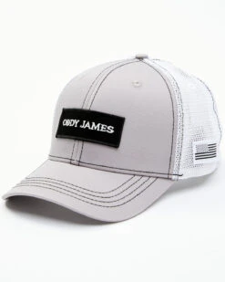 Cody James Men's Gray Logo Patch Mesh-Back Flex-Fit Ball Cap
