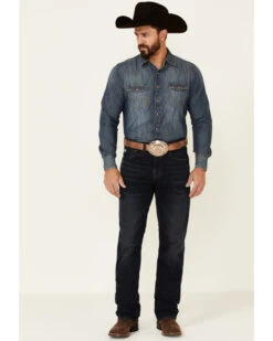 Rock & Roll Denim Men's Hooey Double Barrel Dark Vintage Stretch Relaxed Stackable Bootcut Jeans 8 Rock & Roll Denim Men's Hooey Double Barrel Dark Vintage Stretch Relaxed Stackable Bootcut Jeans -Montana Clothing Shop 2000345010 400 P3