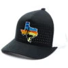 Oil Field Hats Men's Black & White Texas State Sunset Patch Golf Mesh-Back Ball Cap -Montana Clothing Shop 2000346215 001 P1