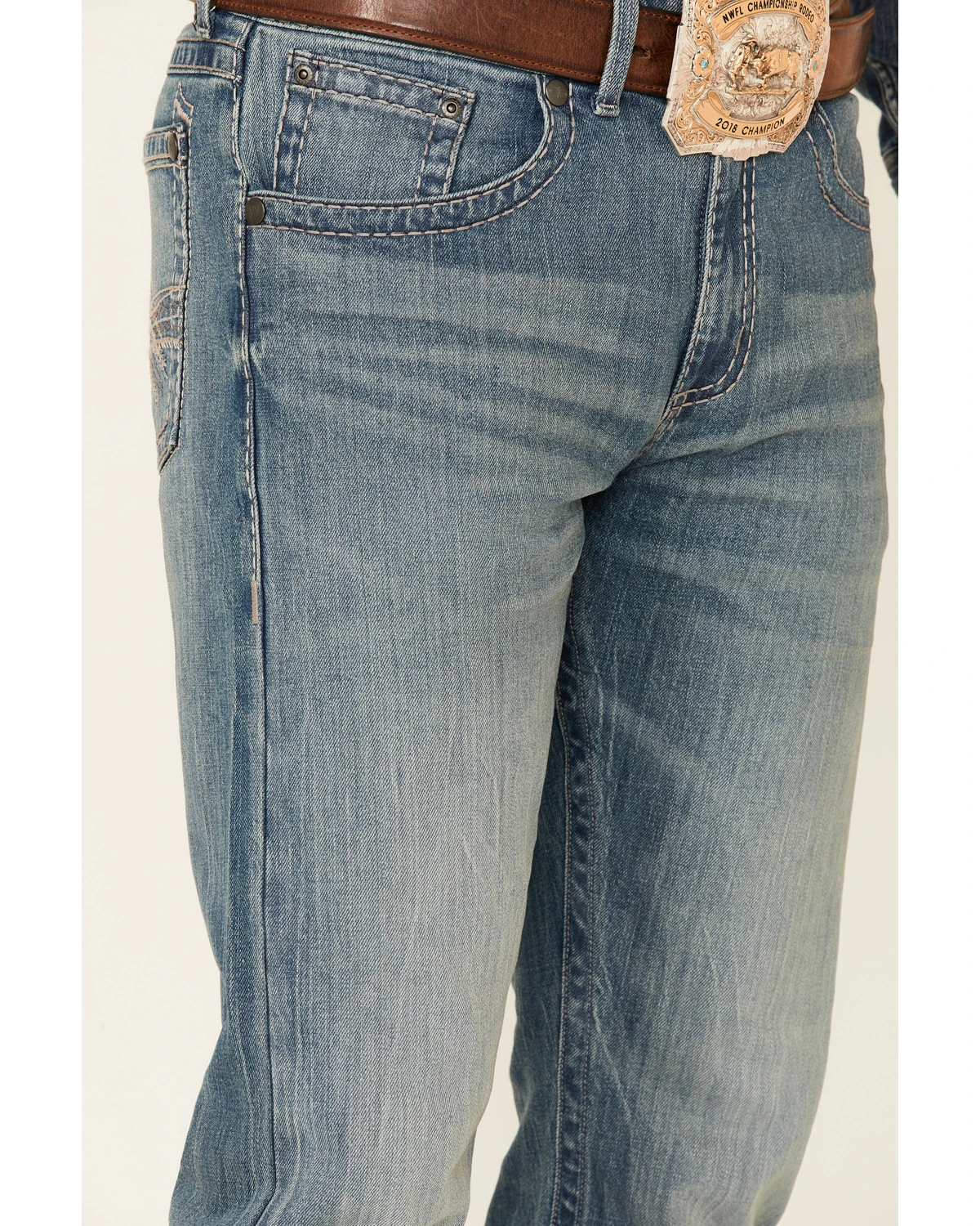 Rock 47 By Wrangler Men's Cochran Medium Wash Stretch Slim Straight Jeans 4 Rock 47 By Wrangler Men's Cochran Medium Wash Stretch Slim Straight Jeans - Image 2