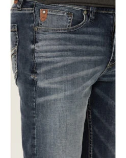 Moonshine Spirit Men's Diamond Hitch Medium Dark Wash Stretch Slim Straight Jeans -Montana Clothing Shop 2000351731 400 P3