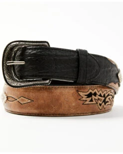 Moonshine Spirit Men's Embroidered Diamond Concho Leather Western Belt