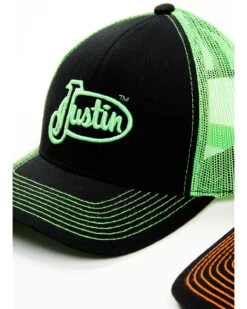 Justin Men's Assorted Embroidered Neon Logo Mesh Back Trucker Cap -Montana Clothing Shop 2000353917 900 P3