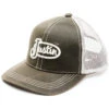 Justin Men's Brown Oilskin Embroidered Logo Mesh-Back Ball Cap -Montana Clothing Shop 2000353919 200 P1