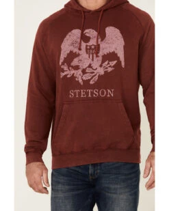 Stetson Men's Red Mineral Wash Distressed Eagle Graphic Hooded Sweatshirt -Montana Clothing Shop 2000354136 400 P3