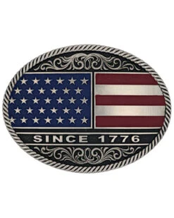 Montana Silversmiths Men's American Flag Circular Buckle