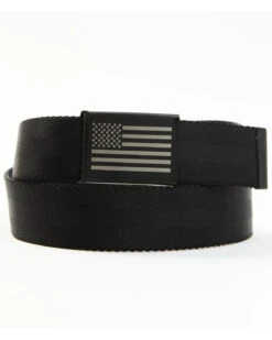 Brothers & Sons Men's Antique Flag Plaque Buckle Nylon Belt