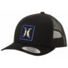 Hurley Men's Black On Black Utah Embroidered Logo Mesh-Back Trucker Hat -Montana Clothing Shop 2000362191 001 P1