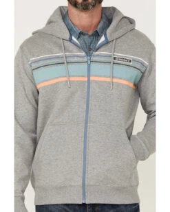 HOOey Men's Chest Stripe Light Gray Zip-Front Hooded Jacket -Montana Clothing Shop 2000363526 025 P3