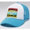 Kimes Ranch Men's Turquoise & White Block Party Logo Mesh-Back Trucker Cap -Montana Clothing Shop 2000364688 440 P1