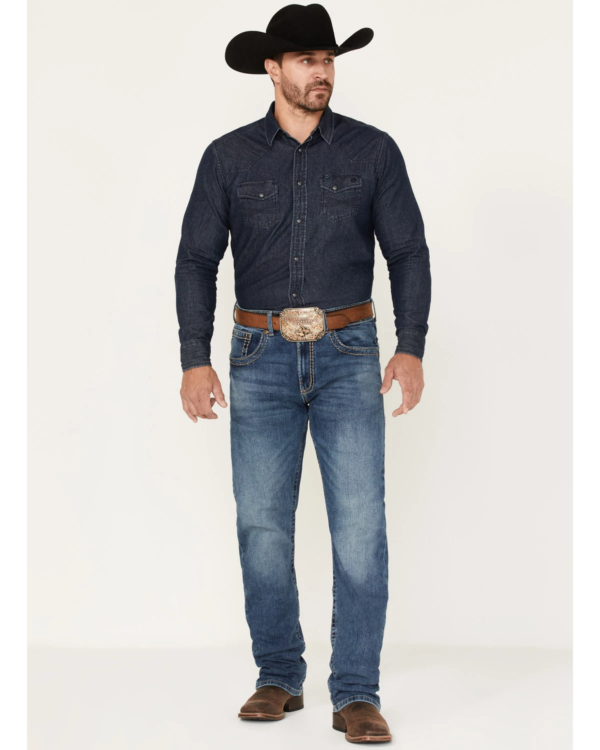 Rock 47 By Wrangler Men's Ash Medium Wash Stretch Slim Straight Jeans 3 Rock 47 By Wrangler Men's Ash Medium Wash Stretch Slim Straight Jeans