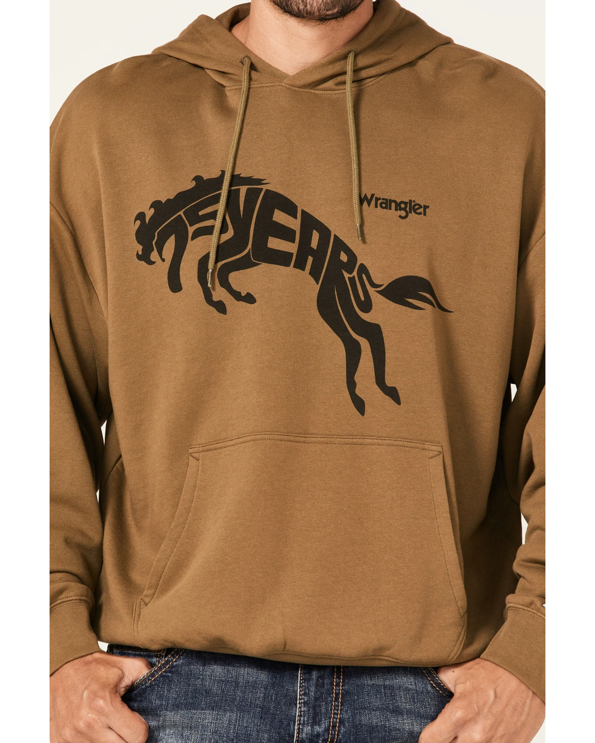 Wrangler Men's 75 Years Olive Horse Graphic Hooded Sweatshirt 4 Wrangler Men's 75 Years Olive Horse Graphic Hooded Sweatshirt - Image 2