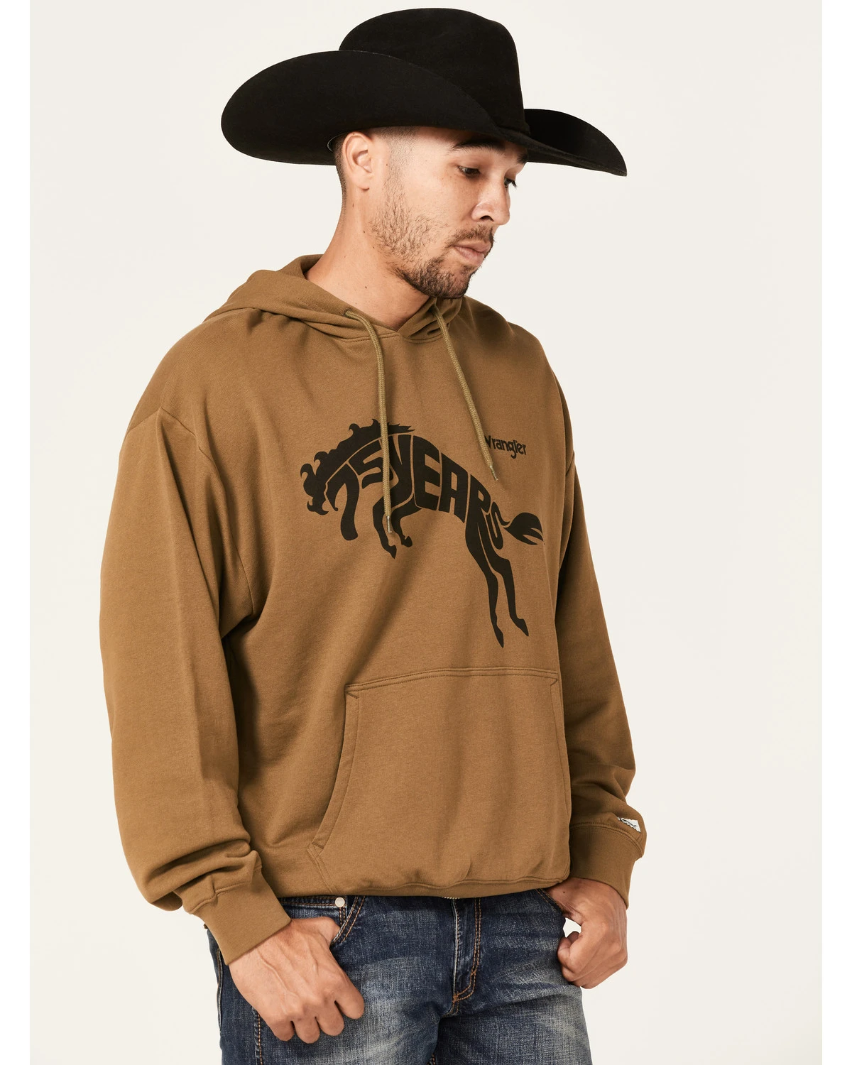 Wrangler Men's 75 Years Olive Horse Graphic Hooded Sweatshirt 5 Wrangler Men's 75 Years Olive Horse Graphic Hooded Sweatshirt - Image 3