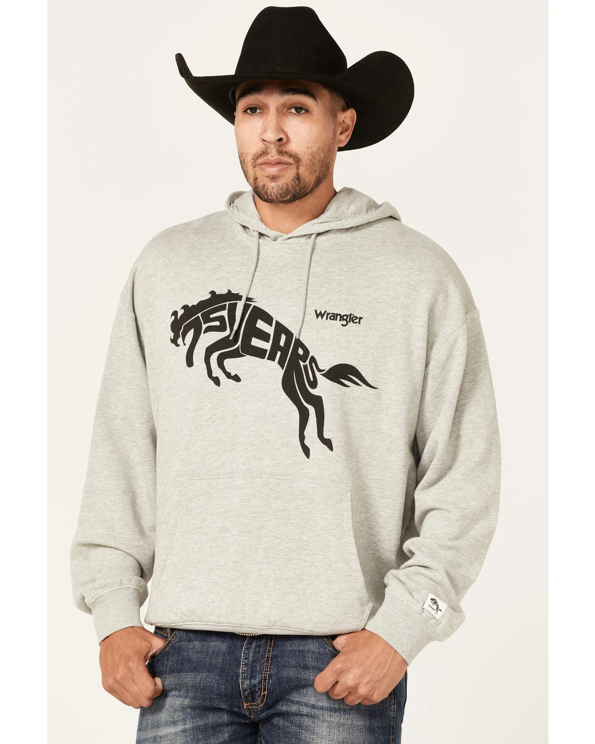 Wrangler Men's 75 Years Heather Gray Horse Graphic Hooded Sweatshirt 3 Wrangler Men's 75 Years Heather Gray Horse Graphic Hooded Sweatshirt