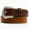 Cody James Brown & Turquoise Faux Ostrich Billet Belt -Montana Clothing Shop 2000374059 905 P1