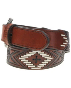 Hooey Men's Choctaw Roughy Tooled And Laced Belt -Montana Clothing Shop 2000379062 235 P3