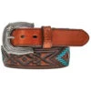 Hooey Men's Brown Southwestern Tooled Leather Belt -Montana Clothing Shop 2000379068 200 P1