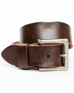 Brother & Sons Men's Brown Crimped Leather Belt