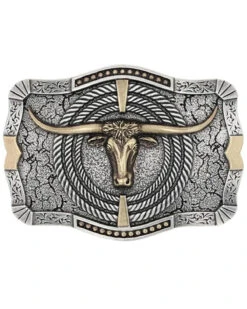 Montana Silversmiths Men's Roping Ready Longhorn Attitude Belt Buckle