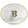 Montana Silversmiths Classic Western Oval Two-Tone Initial Belt Buckle - B