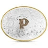 Montana Silversmiths Classic Western Oval Two-Tone Initial Belt Buckle - P -Montana Clothing Shop 2000396057 040 P1