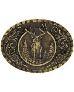 Montana Silversmiths Men's Heritage Outdoor Series Wild Stag Carved Belt Buckle
