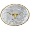 Montana Silversmiths 1350 Series German Silver Longhorn Western Belt Buckle -Montana Clothing Shop 290C98 94 P1
